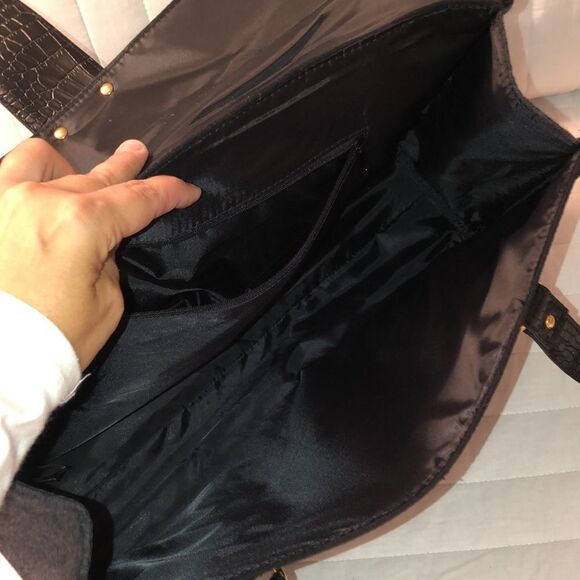 Elizabeth Arden Large Pebbled Faux Leather Suede Felt Laptop Bag Tote - Picture 7 of 13